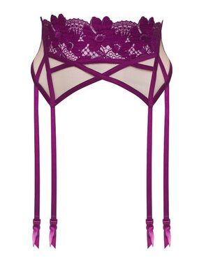 NWT For Love & Lemon's Victoria's Secret Aimee Floral Garter Belt Purple Small